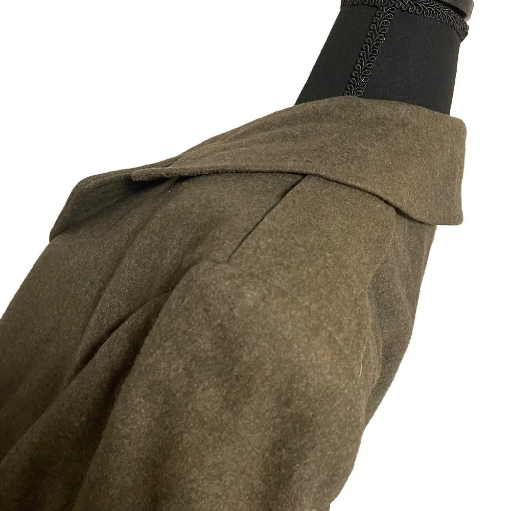 Vtg USMC K. Bessecaire Overcoat‎ Man's Wool Kersey 36S Green